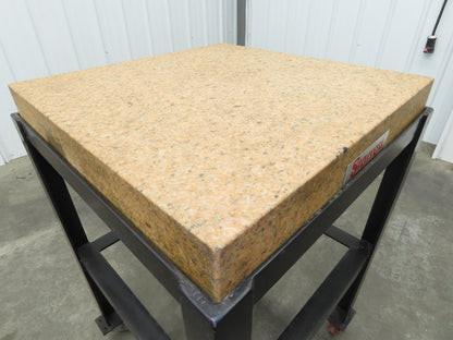 Starrett Crystal Pink Grade B Toolroom Granite Surface Plate 24x24x4" Cart Stand
