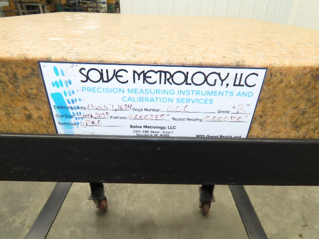 Starrett Crystal Pink Grade B Toolroom Granite Surface Plate 24x24x4" Cart Stand