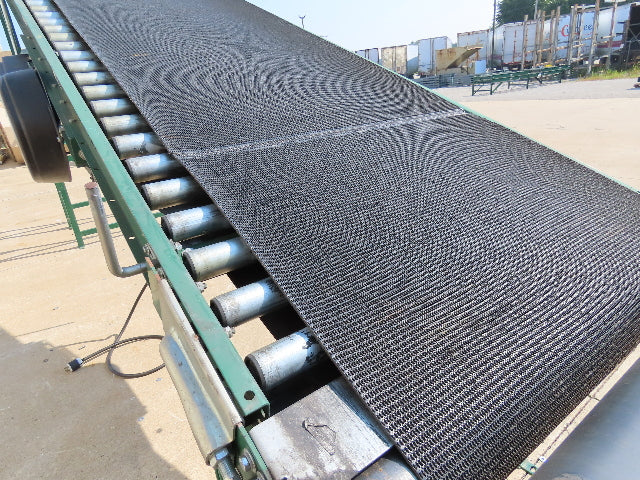 Dematic 42"x 27' Flat to Incline Belt Conveyor LH Center Drive 460V 216fpm 115"H