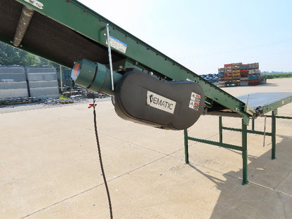 Dematic 42"x 27' Flat to Incline Belt Conveyor LH Center Drive 460V 216fpm 115"H
