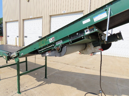 Dematic 42"x 27' Flat to Incline Belt Conveyor LH Center Drive 460V 216fpm 115"H