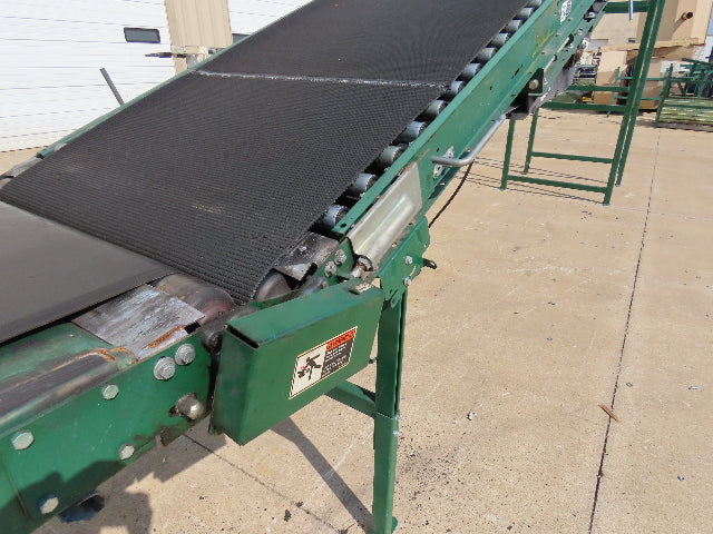 Dematic 42"x 27' Flat to Incline Belt Conveyor LH Center Drive 460V 216fpm 115"H