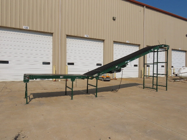 Dematic 42"x 27' Flat to Incline Belt Conveyor LH Center Drive 460V 216fpm 115"H