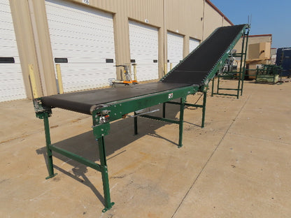 Dematic 42"x 27' Flat to Incline Belt Conveyor LH Center Drive 460V 216fpm 115"H
