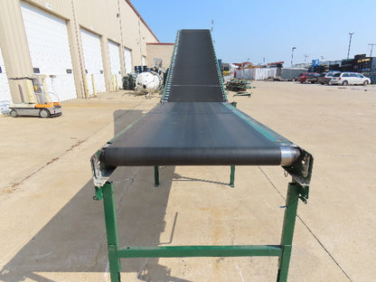 Dematic 42"x 27' Flat to Incline Belt Conveyor LH Center Drive 460V 216fpm 115"H