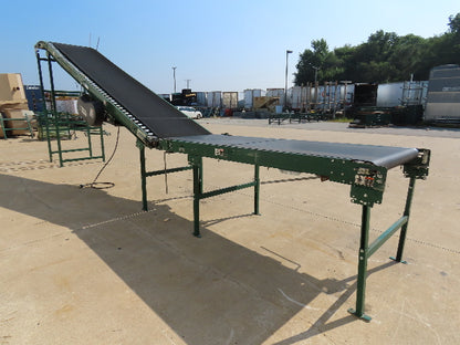 Dematic 42"x 27' Flat to Incline Belt Conveyor LH Center Drive 460V 216fpm 115"H