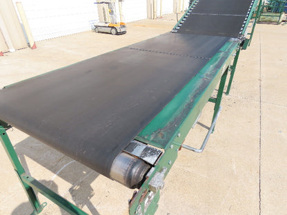 Dematic 42"x 27' Flat to Incline Belt Conveyor LH Center Drive 460V 216fpm 115"H