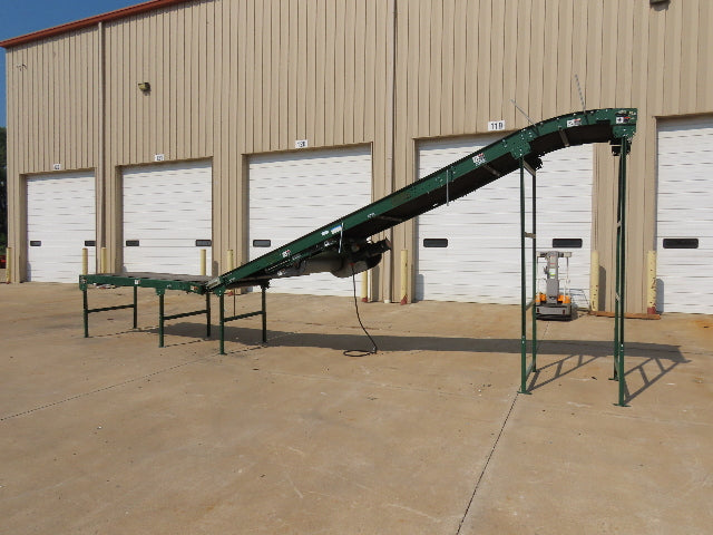 Dematic 42"x 27' Flat to Incline Belt Conveyor LH Center Drive 460V 216fpm 115"H