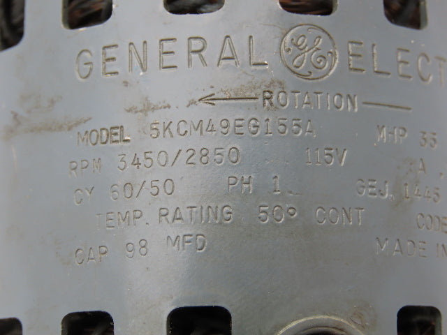 General Electric 5KCM49EG155A AC Motor 35MHP 3450RPM 115V 1ph Bracket Mounted