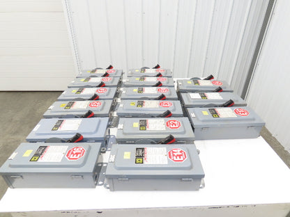 Square D HU361 Safety Disconnect Switch 30A 600V 3Ph 30HP Non Fused Lot Of 15