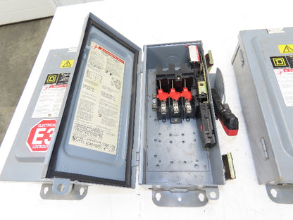 Square D HU-361 Safety Disconnect Switch 30A 600V 3Ph 30HP Non Fused Lot Of 4
