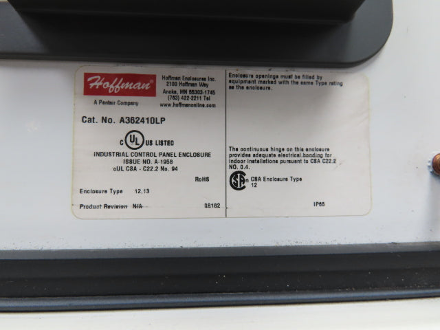 Hoffman A362410LP Electrical Enclosure JIC Panel Box 36x24x10" Type 12
