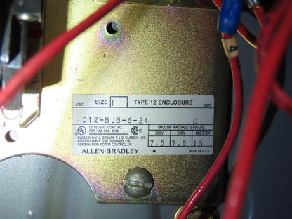 Allen Bradley 512-BJB-6-24 Combination Controller Size 1 Ser D 10Hp 600V