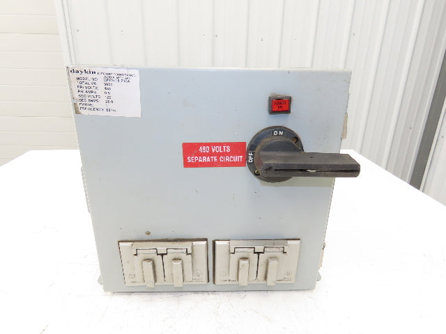 Daykin GPFS-15 Z124 Stepdown Transformer Disconnect 3kVA 1Ph HV 480V LV 120V