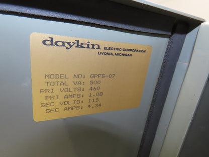 Daykin GPFS-07 Stepdown Transformer Disconnect 1/2kVA 1Ph HV 460V LV 115V