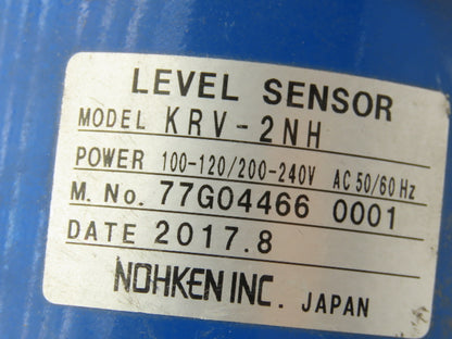 Nohken KRV-2NH Capacitance Level Sensor 10.5" Stainless Probe 3/4"NPT 120/240V