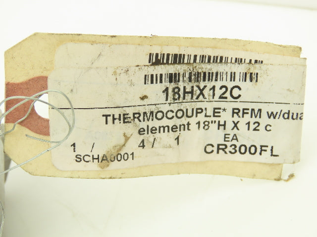 FWS RFM 18HX12C Thermocouple Pipe Well 12"x 18" Steel Pipe 90° Elbow 3/4"NPT