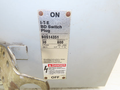Siemens BOS14351 BD Busway Vacu-break Fusible Disconnect Switch 30A 600V