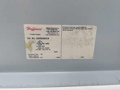 Hoffman A24R248HCR Electrical Enclosure JIC Panel Box 24x24x8" Type 3R