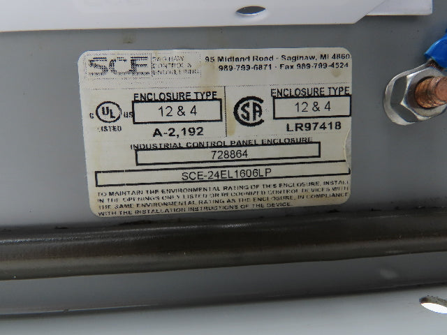 SCE SCE-24EL1606LP Electrical Enclosure JIC Panel Box 24x16x6" Type 12 Gray
