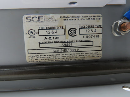 SCE SCE-24EL1606LP Electrical Enclosure JIC Panel Box 24x16x6" Type 12 Gray