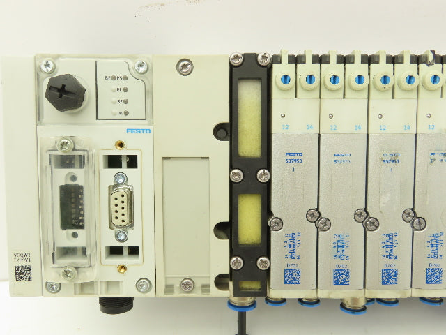 Festo 50E-F13GEQS-D+N32P-SGL-R-M4BU-6JLL+4T Pneumatic Air 6-Valve Manifold
