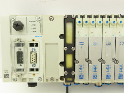 Festo 50E-F13GEQS-D+N32P-SGL-R-M4BU-6JLL+4T Pneumatic Air 6-Valve Manifold