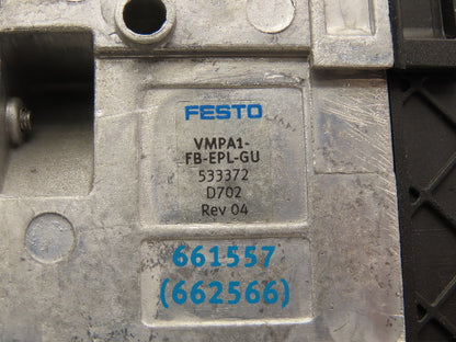 Festo 50E-F13GEQS-D+N32P-SGL-R-M4BU-6JLL+4T Pneumatic Air 6-Valve Manifold