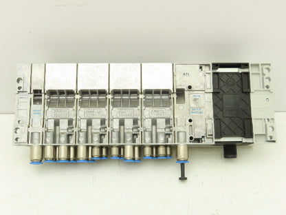 Festo 50E-F13GEQS-D+N32P-SGL-R-M4BU-6JLL+4T Pneumatic Air 6-Valve Manifold