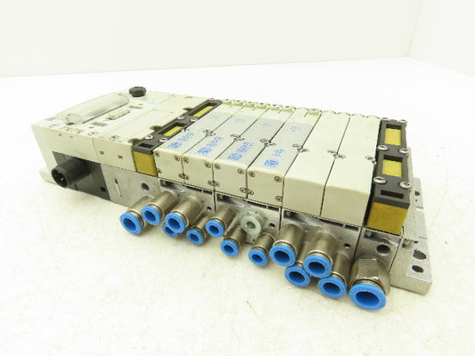 Festo 50E-F13GEQS-D+N32P-SGL-R-M3BU-EEJMLL+3T Pneumatic Air 4-Valve Manifold