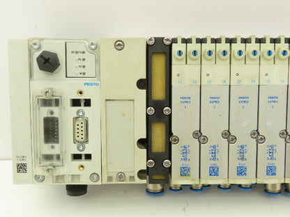 Festo 50E-F13GEQS-D+N32P-SGL-R-M5BU-4JEEGJMJ+5T Pneumatic Air 10-Valve Manifold
