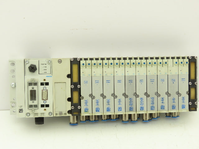 Festo 50E-F13GEQS-D+N32P-SGL-R-M5BU-4JEEGJMJ+5T Pneumatic Air 10-Valve Manifold