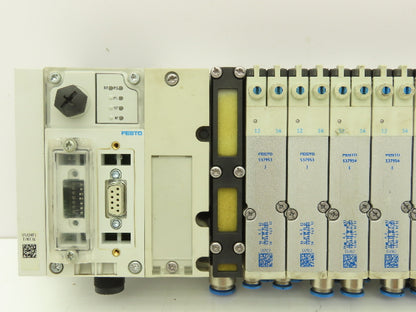 Festo 50E-F13GEQS-D+N32P-SGL-R-M4BTBU-JJEEGJMLJM+5T Pneumatic 9-Valve Manifold