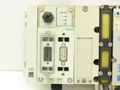 Festo 50E-F13GEQS-D+N32P-SGL-R-M5BU-JJEEGJMJJL+5T Pneumatic Air 9-Valve Manifold