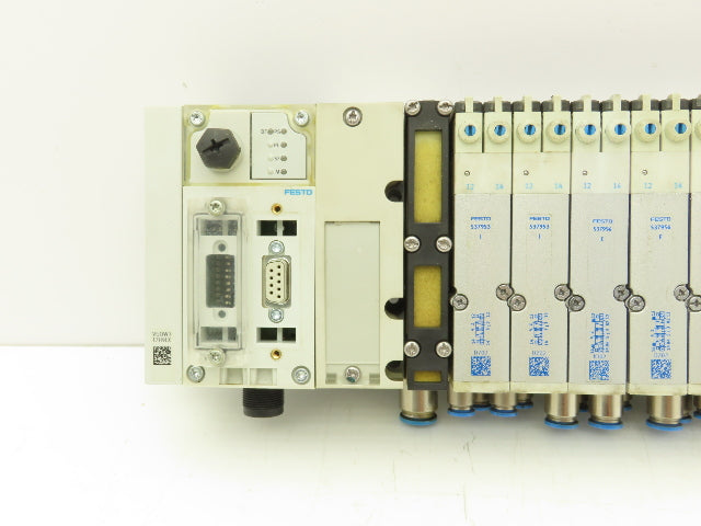 Festo 50E-F13GEQS-D+N32P-SGL-R-M5BU-JJEEGJMJJL+5T Pneumatic Air 9-Valve Manifold