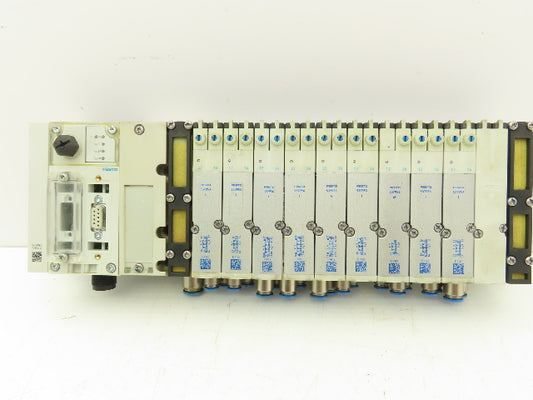 Festo 50E-F13GEQS-D+N32P-SGL-R-M5BU-JJEEGJMJJL+5T Pneumatic Air 9-Valve Manifold