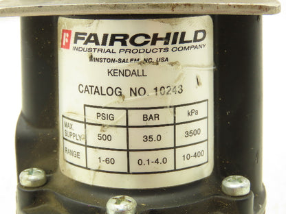 Fairchild 10243 Kendall Pressure Regulator 1-60 PSI Range 500 PSIG Max 3/8" NPT
