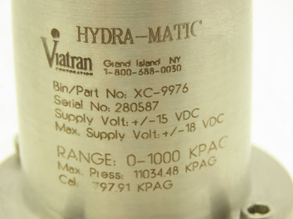 Viiatran XC-9976 Pressure Transducer Range 0-24HGV 18VDC 7 Pin Connector 1/4"NPT