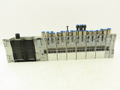 Festo 50E-F13GEQST18-D+N32P-SGL-R-M6BU-EEJGML4JGL+6T Pneumatic 10-Valve Manifold