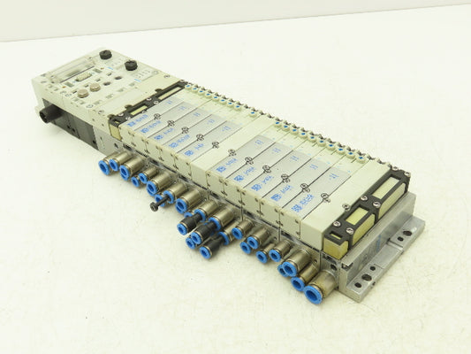 Festo 50E-F13GEQST18-D+N32P-SGL-R-M6BU-EEJGML4JGL+6T Pneumatic 10-Valve Manifold