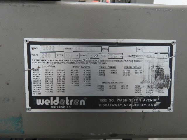 Weldotron 1022 Fastpak Automatic L-Bar Heat Sealer 230v 3ph Heat Shrink Packager