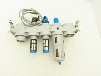 Festo Air Regulator Filter Solenoid On Off Valve Branching Manifold Assembly