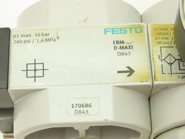 Festo Air Regulator Filter Solenoid On Off Valve Branching Manifold Assembly