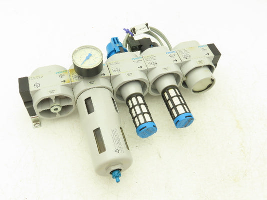 Festo Air Regulator Filter Solenoid On Off Valve Branching Manifold Assembly