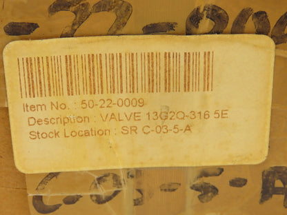 Conval Clampseal 13G2Q-3165E-3120 Globe Valve Y-Pattern Stop 1"Socket Weld 316SS