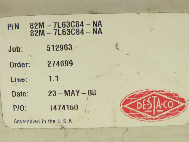 Destaco 82M-7L63C84-NA Pneumatic Power Clamp 7/8" Square Drive 15-120°