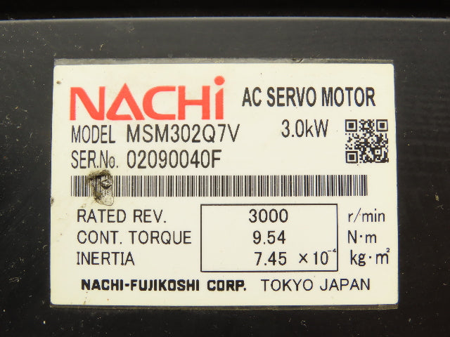 Nachi-Fujikoshi MSM302Q7V AC Servo Motor V Major Axis Encoder