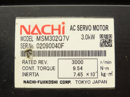 Nachi-Fujikoshi MSM302Q7V AC Servo Motor V Major Axis Encoder
