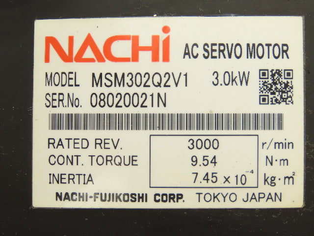 Nachi-Fujikoshi MSM302Q2V1 AC Servo Motor V Major Axis Encoder