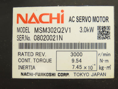 Nachi-Fujikoshi MSM302Q2V1 AC Servo Motor V Major Axis Encoder